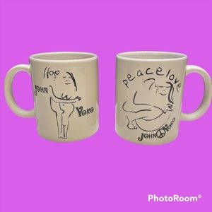 John Lennon & Yoko Ono Peace Sign Hug Close Coffee & Tea Mug Lot of 2